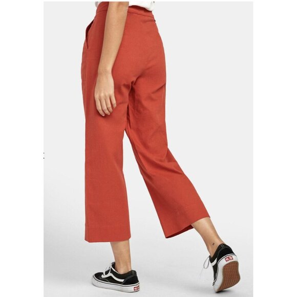 $62 RVCA Women’s Grade Relaxed Crop Leg Trouser Straight Pants Hot Coral Size 26 - Picture 6 of 6